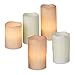 Produktbild 5er Set LED Kerzen, Echtwachs, elektrische Kerzen, flammenlos, flackernd, Batteriebetrieben, verschiedene Größen, creme