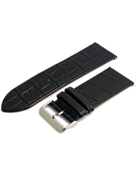 Uhrenarmband Leder Band Croc Getreide x-wide 30mm schwarz mit Chrom (Silber Farbe) Schnalle
