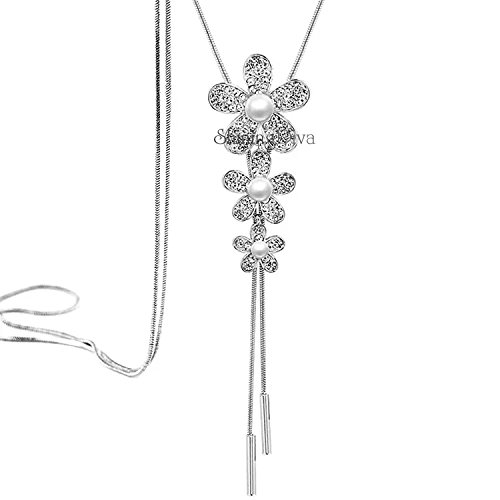 Shining Diva Fashion Jewellery Stylish Pendants for Girls with Long Chain Pendent Party Western Wear Necklace for Women & Girls(Silver)(9269np)