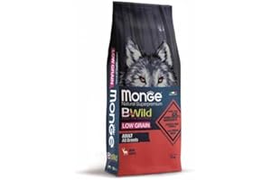 Monge BWILD ADULT DEER, cibo per cani per tutte le razze ( secco con carne magra di cervo, con pochi cereali, molto ricco di fibre e vitamine, contenuto: 12 kg)