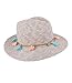 Produktbild SIX Damen Kopfbedeckung, Strandhut in beige mit goldenen Gliederketten als Verzierung, mit rosa und türkisen Tasseln und goldenen Anhängern (490-739)