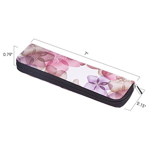 MoKo Hülle für Apple Pencil – Premium PU Leder Bleistift Stift Schleife Sleeve Cover Schreibzeug Schreibgerät Beutel mit abnehmbare Gummiband für Apple iPad Pro Pencil / Pen, Blumen Violett - 6