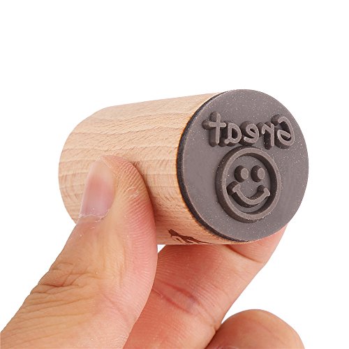 ccinee 6 rund Holz Gummi Stempel für Schule Lehrer English Toy Briefmarken - 6