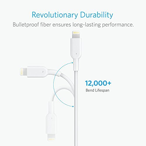 Anker PowerLine II 90cm iPhone Ladekabel Lightning Kabel, das Wahrscheinlich Langlebigste Kabel, Apple MFi-Zertifiziert und lebenslange Garantieserie für iPhone 7 / 7 Plus / 6s 6 / 6 Plus / 5S / 5 (Weiß) - 3