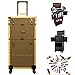 Produktbild Gxet Werkzeugkasten für große Schubladen Kosmetik Make-up Beauty Nagelstudio Friseur Trolley Abschließbarer Retro-Koffer Friseurwagen für Friseur, Kosmetikerin,Yellow