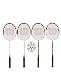 Longitud: 665mm. 2 x Wilson Raquetas De Bádminton Isométrica De Híbrido + 3 Lanzaderas