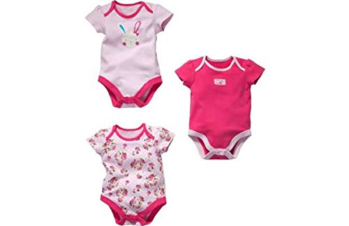 Cute Girls' Pink Bodysuit 3-Pack - 0-3 Months