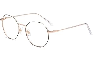 Firmoo Blue Light Blocking Glasses Women Computer Gaming Glasses for Men Relief Headache Eyestrain/Cut UV400 Glare, Vintage Lightweight Irregular Eyewear Non Prescription Glasses