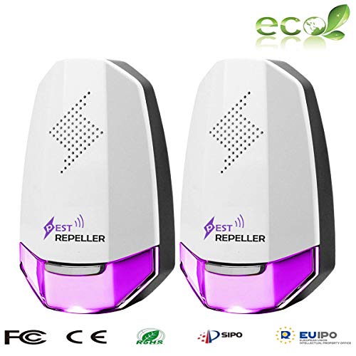 HUOU Repelente Ultrasónico Interno en tomacorriente, Efectivo contra Ratones, Ratas, Mosquitos, Hormigas, cucarachas, arañas y pulgas, Juego de 2 Dispositivos