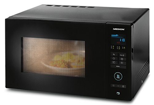 MEDION MD 16752 Inverter Mikrowelle mit Grill und Touchfeld, 25 Liter Garraum, 8 Automatikprogramme inkl. Schnellstart, Auftaufunktion (900W Mikrowelle/1000W Grill), Mikrowellengerät mit Invertertechnologie inkl. Grillrost und Drehteller, Farbe: Schwarz