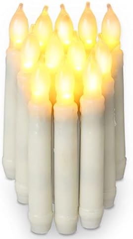 Set of 12 Flameless Taper LED Candles Mini Table light Tea Light Battery Powered Nightlight Decoration Bulb Stick for Seasonal Festival Celebration (16.5x2cm)
