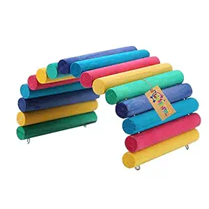 Western Era Wooden Bend Bridge Cum Hide House for Hamster, Rat, Sugar Glider, Bird, Parrot Habitat Decor