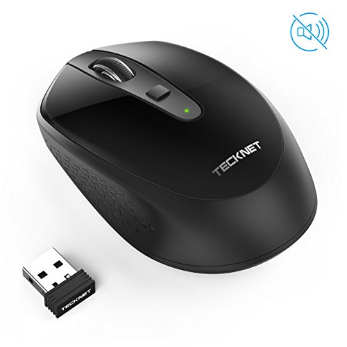 TeckNet Ratón Inalámbrico Silencioso Omni 2.4GHz, Mini Ratón Inalámbrico Portátil con Receptor Nano USB, 4 Botones, (3 dpi Ajustable 2000 dpi) para Computadora Portátil, PC, Computadora, Chromebook
