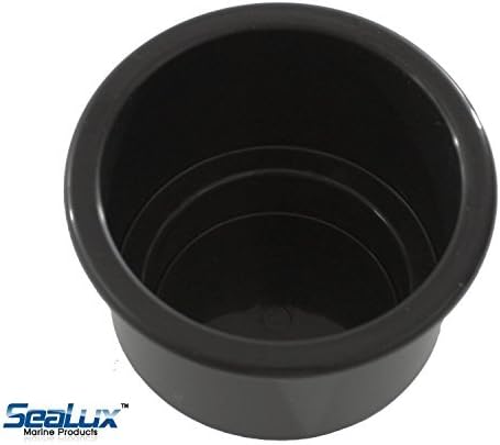SeaLux Black Recessed Plastic Drink Cup Holder replace insert for Marine Boat Car Van no drain by SeaLux