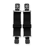 Mittels zweier Klammern und einem Gummizug fixieren die Biker Stirrups die Hosenbeine