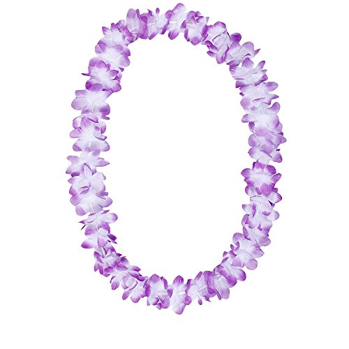 Preisvergleich Produktbild Hawaii Blumenkette Classic Hippi Hippie Blüten Länge ca. 100cm - Lila Weiß