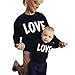 Produktbild Mom & Kind Pullover, DoraMe Baby Jungen Mädchen Lange ärmel Sweatershirt Familie Kleidung LOVE Drucken Bluse Lässig O-Ausschnitt T-shirt (Kinder - Schwarz, 1 Jahr)