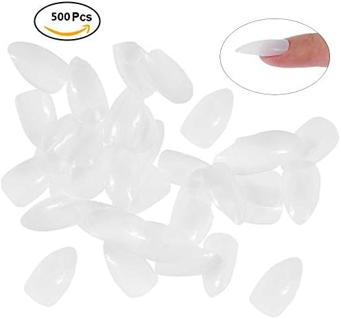 Stiletto False Nail Tips 500Pcs Full Cover False Nail DIY UV Gel Acrylic False Nail Art Tips Pointy Nails Talons Nails Full Cover Nails Strong For Nail Salons And DIY Nail Art (Natural)