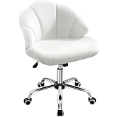 Yaheetech Office Chair Velvet without Armrest White | Office Chair with Wheels, Height Adjustable, Max Capacity of 300 lbs, U