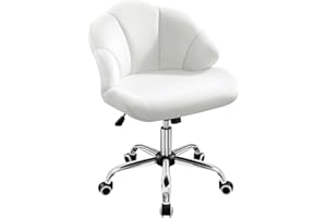 Yaheetech Silla Escritorio Oficina Silla Ergonomica de Despacho Terciopelo con Ruedas sin Reposabrazo Capacidad 136 KG Blanco