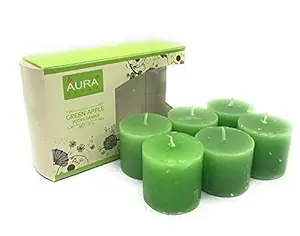 homedecor anurudh Set of 6 Green Apple Fragrance Votive Candles, Burning Time Approx 5 Hours Each