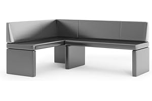 ‎GREKPOL GREKPOL Eckbank Olga Küchenbank Sitzecke Kunstleder pflegeleicht (Grau Links, 142x196cm)