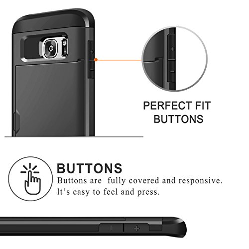 Funda Samsung Galaxy S7 Edge Coolden Protectora Rigida Compartimento para 2 Tarjetas S7 Edge Ultra Delgado Carcasa de Doble Capa Absorci  n de choque Anti-Golpes Caso para Samsung S7 Edge-Negro