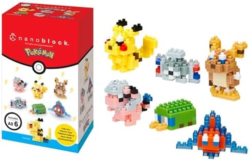 Bandai - Nanoblock - Confezione Mini-Figurine Pokémon tipo Elettro - Set 6 Figurine Pokémon da Assemblare con Mattoncini - Kit Costruzione Giocattolo Bambino 12 anni e + Adolescenti Adulti - NBPM08B