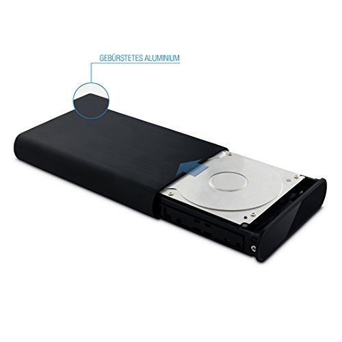 FANTEC DB-ALU2 Externes Festplattengehäuse (für den Einbau einer 8,89 cm (3,5 Zoll) SATA Festplatte, USB 2.0 Schnittstelle, inkl. One Touch Backup Funktion, gebürstetes Aluminium Gehäuse) schwarz - 6