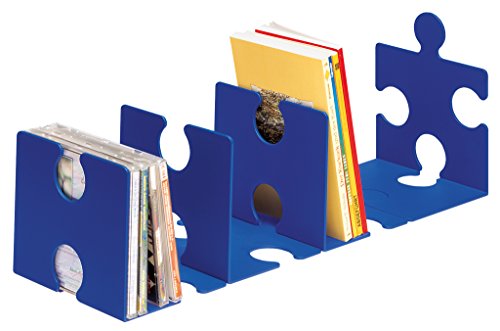 Han Puzzle - Sujetalibros  2 unidades  123 x 142 x 171 mm  tambi  n apto para CDs   dise  o de pieza de puzzle  color azul