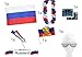 Produktbild XXL Fanset Russland 1x Russlandfahne Russlandflagge Fahne Flagge 1x Blumenkette blau, weiß, rot, 1x Fantröte Tröte, 1x Autofahne Fahne Auto, 1x Partybrille Brille Fußball Weltmeisterschaft wm 2018