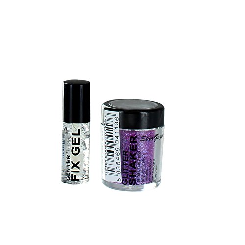 Stargazer Loose Glitter Shaker for Hair& Body with Glitter Fix Gel /Glue-UV Purple