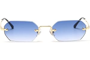 LIGOES männer rechteckig sonnenbrille rahmenlose sonnenbrille randlos achteckig kleine brillen frauen metall gold polygon blau braun uv400