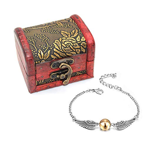 4 UNIDS Harry Potter Inspired Necklace Set Gold Snitch Bracelet con Caja de Regalo para la colección o Decoraciones de los fanáticos de Harry Potter