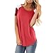Produktbild ESAILQ Frauen Beiläufig Color Block Kurzarmshirts Lose leichte Tunikabluse(X-Large,Rot)