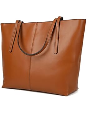 Yaluxe Damen einfach echtes Leder Henkeltasche elegant Handtasche Schultertasche