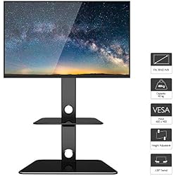 1home Meuble TV avec Support Suspendu Piotant pour Ecran Plasma LCD de 30 à 65 Pouce 2 Etagères
