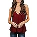 Produktbild Damen Spaghettiträger Oberteile DOLDOA Frauen Mädchen Sommer Elegant Chiffon V-Ausschnitt Tank Crop Tops Vest Mode Sesy ärmellose Blouse T-Shirt Beiläufig Tanktops Street shirt Blusentop Weste Cami Shirts Top Camisole (EU:36, Weinrot)