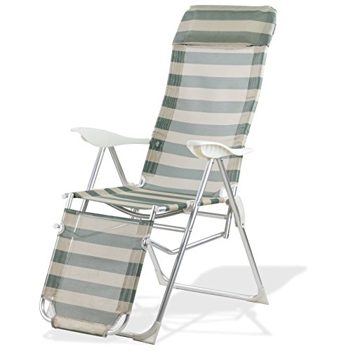 Preisvergleich Produktbild DEMA Alu Relaxsessel "Sunnyvale" petrol gestreift