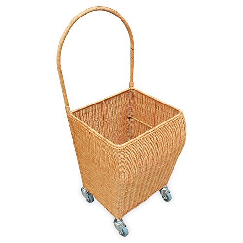 Preisvergleich Produktbild QINAIDI Älterer Manneinkaufswagen-Bambusrattan-Zugsta... der Einkaufswagen Behandelt