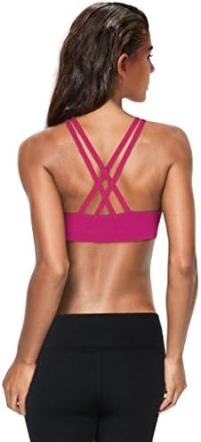 Byjia Yoga Sports Bra Women Vest Elasticity Cross Back Top Running Gym Workout Jogging Fitness Exercise Aerobics Dance . Rose Red . S