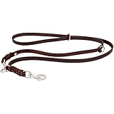 CopcoPet - Fettlederleine geflochten. dreifach verstellbar mit verchromten Karabiner. Braun 2.40 m x 18 mm