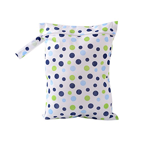 Preisvergleich Produktbild vanpower Wasserdichte Baby-Windeltasche, Bedruckte Tasche, Reisetasche mit Reißverschluss für nasse Badeanzüge, Yoga, Kleidung, Toilettenartikel, Polyester, Blaue Punkte, 39 x 28cm / 15.4 x 11.02in.