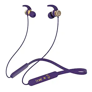 boAt Rockerz 255 Kolkata Knight Riders Edition in-Ear Earphones with 8 Hours Battery, IPX5, Bluetooth V5.0 and Voice Assistant(KKR Thunder Purple)
