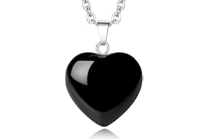 ‎XIANNVXI XIANNVXI Kristalle Obsidian Kette Liebe Herz Anhänger Obsidian Halskette Damen Silber Heilung Kristall Heilstein Edelsteine Reiki Schmuck Frauen Anhänger Geschenk am Valentinstag
