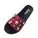 Produktbild friendGG Damen Badeschuhe Pantoletten Rutschfeste Badelatschen Strand Slippers Sommer Hausschuhe Frauen Flache Sandalen Pailletten Strasssteine Blumen Rutschfeste Hausschuhe (rot,40)