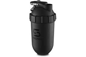 ShakeSphere Tumbler: Protein Shaker Bottle, 700ml - Capsule Shape Mixing - Easy Clean Up - No Blending Ball or Whisk Needed - BPA Free - Mix & Drink Shakes, Smoothies, More - Matte Black/Black Logo
