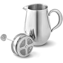 VeoHome - Cafetière à Piston - Incassable et garde le café chaud longtemps grâce à sa double coque inox (Grande (1Litre))