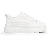 BOSANOVA Zapatillas Total Look Blanco con Suela de Plataforma Lisa de 5 cm.  Cierre con Cordones. : Amazon.es: Zapatos y complementos