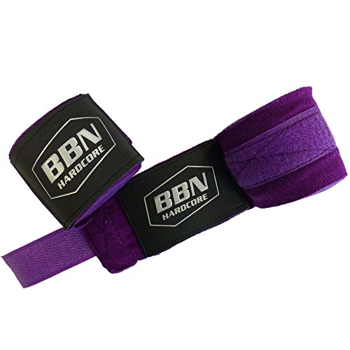 BBN Hardcore - Vendas de Boxeo con Deslizamiento del Pulgar, 3,5 Metros, 1 par, Todo el año, Unisex, Color Morado, tamaño Talla única